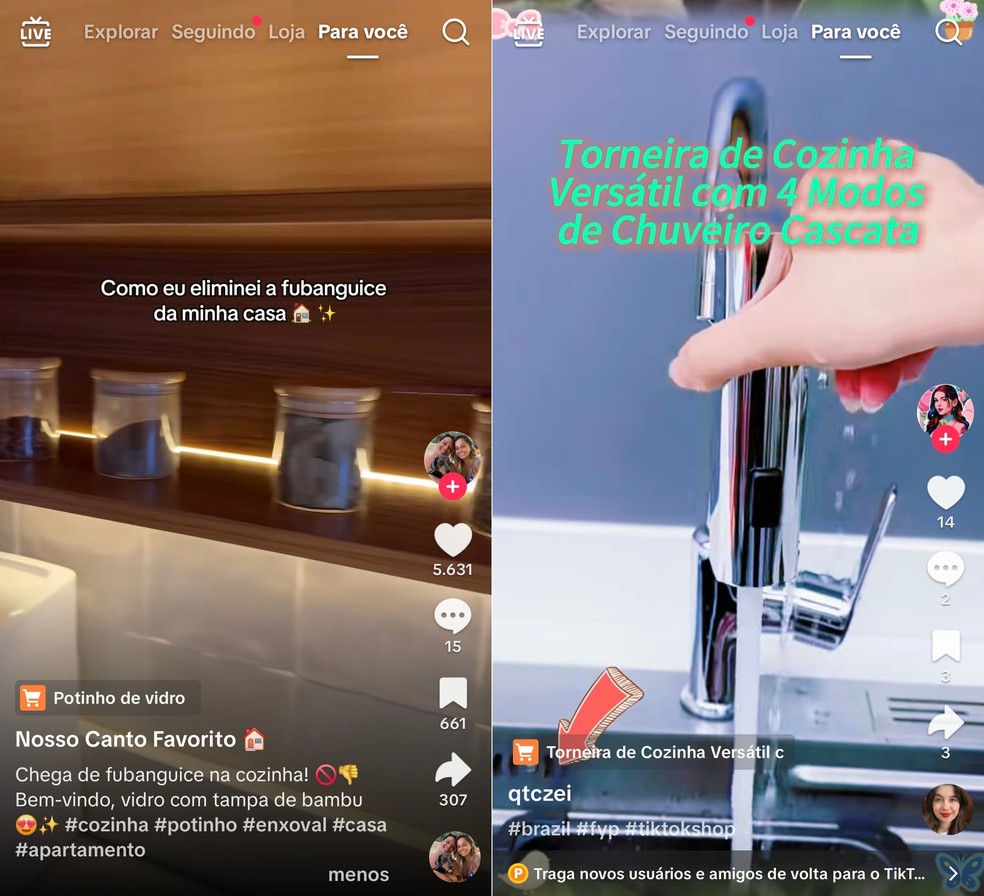 Vídeos que promovem produtos no TikTok Shop — Foto: Reprodução/TikTok