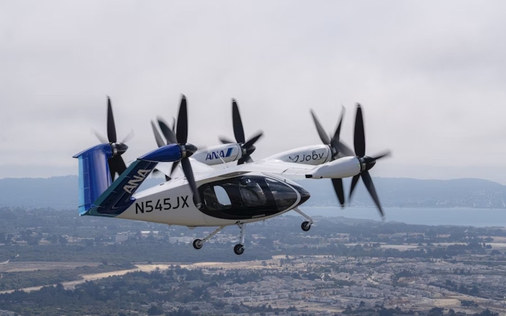 'Carro voador' (eVTOL) da Joby Aviation， que fechou parceria com a companhia aérea japonesa ANA — Foto: Joby Aviation/Divulgação