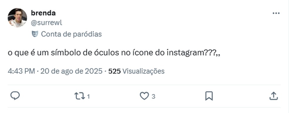 Comentário sobre ícone de óculos no Instagram. — Foto: Reprodução/X