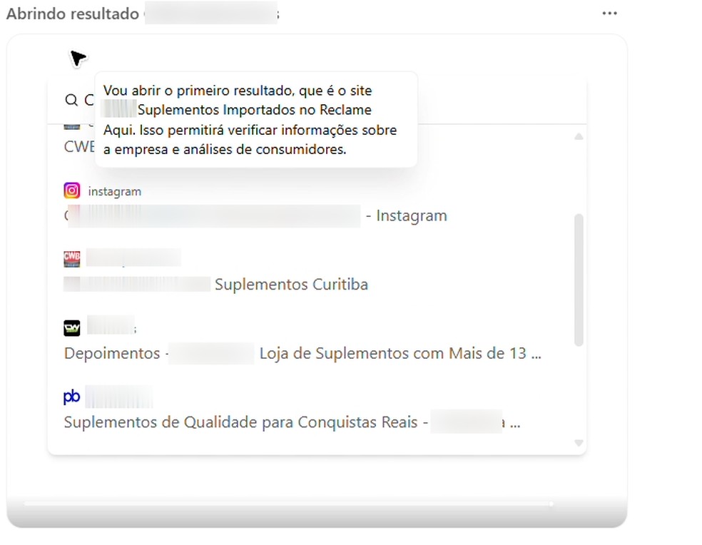 Agente do ChatGPT analisando a reputação de uma loja no Raclame Aqui. — Foto: Reprodução