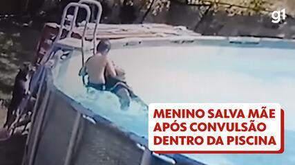 Menino salva mãe após convulsão dentro da piscina em Oklahoma， nos EUA