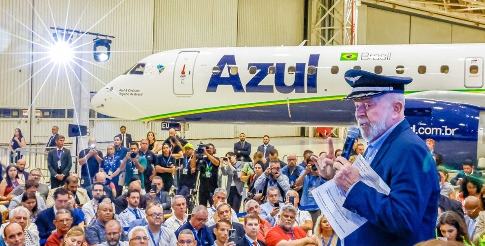 Durante discurso na Embraer， Lula criticou Boeing - foto de maio de 2024. — Foto: Ricardo Stuckert / PR