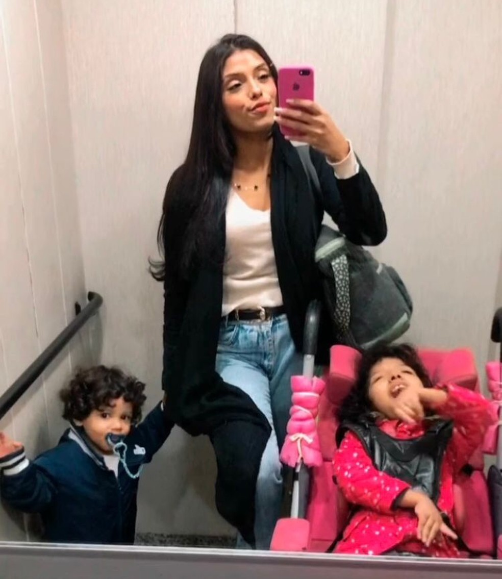 Leticia Guedes e os dois filhos， Manuela e Anthony. — Foto: Reprodução/Redes sociais